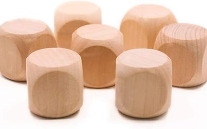 10 Pcs Wooden Dice,Dice Games, 6 Sided Blank Dices Round Corner Cube DIY Graffiti Crafts Toy Board Game Party Supplies Standard (1.8cm) Set Standard