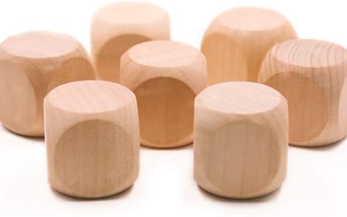 10 Pcs Wooden Dice,Dice Games, 6 Sided Blank Dices Round Corner Cube DIY Graffiti Crafts Toy Board Game Party Supplies Standard (1.8cm) Set Standard