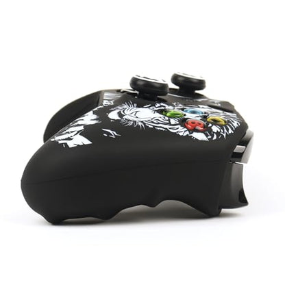 Tiger Controller Skin Cover Compatible with Xbox one Controller, RALAN Protector Case, Customised Thumb Grips Caps - color: Tiger Black White