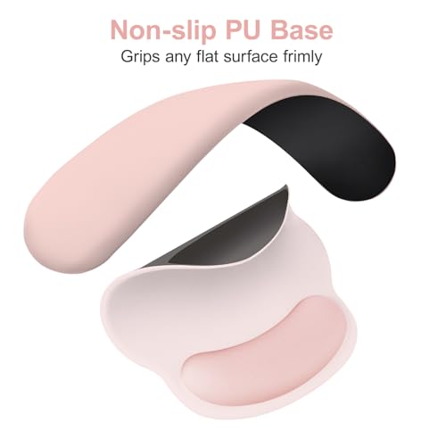 MOSISO Wrist Rest for Mouse Pad Set, Large Gaming Deskpad, Baby Pink | Circle Curved Mousepad&Keyboard Wrist Rest&Coaster, Ergonomic Non-Slip Mousepad&Easy Typing Pad with Silicone Lining - color: Baby Pink