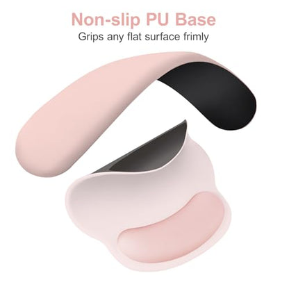 MOSISO Wrist Rest for Mouse Pad Set, Large Gaming Deskpad, Baby Pink | Circle Curved Mousepad&Keyboard Wrist Rest&Coaster, Ergonomic Non-Slip Mousepad&Easy Typing Pad with Silicone Lining - color: Baby Pink