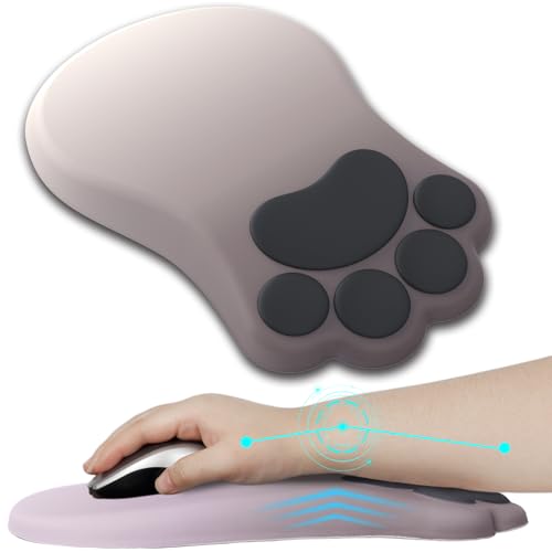 L-SPOUTTO Ergonomic Mouse Pad with Wrist Rest,Cute Mouse Pad Wrist Support | Cat Paw Comfortable Massage Design,Computer Pain Relief Mousepad with Non-Slip PU Base for Desk Laptop Gaming,Gradual Brown - color: Gradual Brown