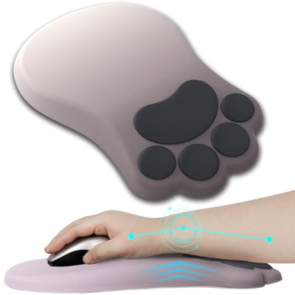 L-SPOUTTO Ergonomic Mouse Pad with Wrist Rest,Cute Mouse Pad Wrist Support | Cat Paw Comfortable Massage Design,Computer Pain Relief Mousepad with Non-Slip PU Base for Desk Laptop Gaming,Gradual Brown - color: Gradual Brown