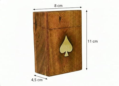Playing Cards Holder, Handmade Wooden Card Storage Box with Brass Inlay Design, Anniversary Birthday Gifts "Made in India" (Design 3) - color: Design 3