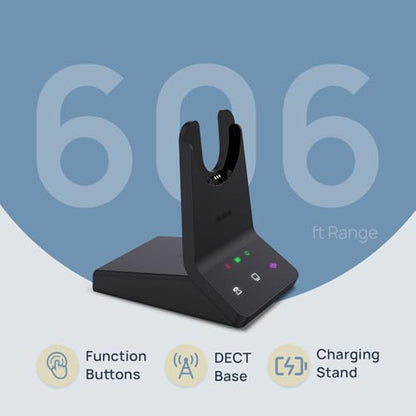 Yealink WH64 Dual DECT & Bluetooth Wireless Headset for Phone PC Cellphone | Teams Certified Stereo Headphones, 606ft Long Range, 3X Noise Canceling Mic, 32H Talk Time, Busylight for Office Call Center - style: WH64 Dual-ear Teams