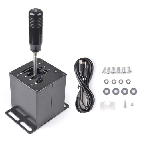 ZHSYMX PC USB Simulator Shifter Compatible with Logitech G29 /G27 /G25 /G920,Thrustmaster T300 T500 Steering Wheel Applicable for ATS ETS Dust WRC Sim Racing Games H Shifter 6+R(PC System) Black - color: 6+R PC USB Shifter