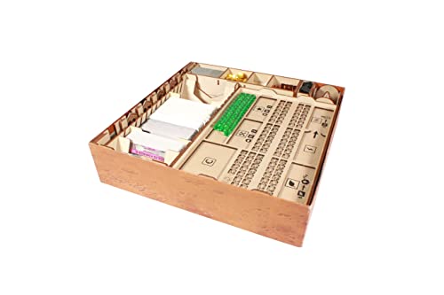 The Broken Token Terraforming Mars Compatible Base Game Organizer - Wood Storage Box with Multiple Trays & Card Shoe - Wooden Game Organizer