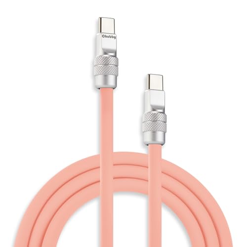 chubbycable Chubby 2.0 USB C 240W Fast Charging Cable Silicone Soft Durable USB C Cable Extra Thick Charger Cord Compatible with iPhone 17-15 Series iPad, Pink, Type-C to Type-C, 3.3FT - color: Pink, size: 3.3ft (1m), style: Type C-Type C