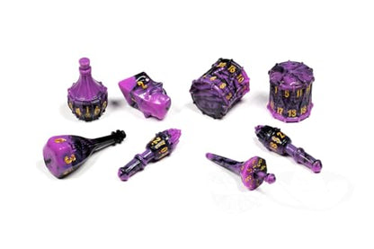 PolyHero Bard Dice Set – Violet Lullaby |Polyheadral Shaped Dice for D&D & RPG - Role Playing Games | 8-Piece Themed Set, Unique Gift for Tabletop Gamers - color: Violet Lullaby