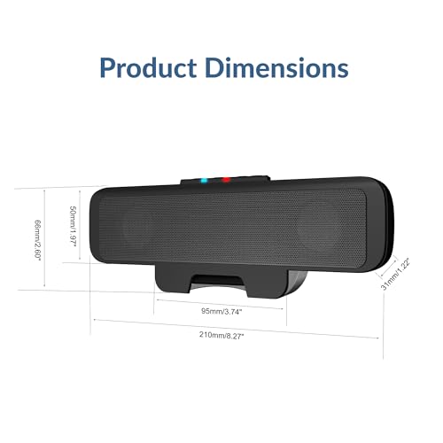 Cyber Acoustics USB & Bluetooth Speaker Bar (CA-2890BT) – USB Powered Speaker with Speakerphone for PC and Bluetooth to Simultaneously Connect to Smartphones, Clamps to Monitor, Convenient Controls - style: USB & BT