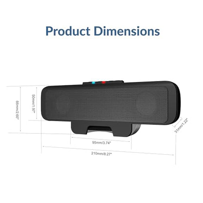 Cyber Acoustics USB & Bluetooth Speaker Bar (CA-2890BT) – USB Powered Speaker with Speakerphone for PC and Bluetooth to Simultaneously Connect to Smartphones, Clamps to Monitor, Convenient Controls - style: USB & BT