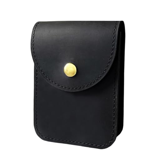 Genuine Leather Playing Card Case, Single Deck Playing Card Box，Leather Pouch Multipurpose with Belt Clip for Carrying Cards Small Tools Storage - color: Black