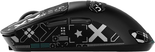 Mouse Anti Slip Grip Tape, Pre-Cut Universal Griptape for Superlight Wireless Gaming Mouse Skins, Sweat Resistant, Elastics Refined Side Grips, Easy to Apply, Ultra-thin 0.5mm (0.02in) - Black - color: Black & White