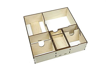 The Broken Token Game Organizer Compatible with King of Tokyo - Wooden Game Organizing Box with Multiple Trays