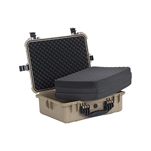 MEIJIA All Weather IP67 Waterproof Hard Camera Case,Hard Protective Case,Hard Case with Customizable Foam,Fit Use of Drones,Camera,Equipments,Pistols(Desert Tan,19.78x15.77x7.41inches) - color: Desert Tan, size: 19.78x15.77x7.41inches
