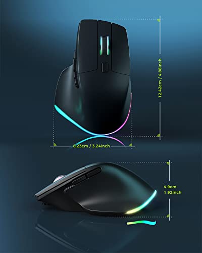 Wired RGB Mouse for Laptop, Ergonomic Computer Mouse, Quiet Click, 4-Level DPI, 7 Buttons, LED Light with Thumb Rest Mouse Compatible for PC/Desktop/Notebook/MAC/Gamer(for Right Hand, Large), Black