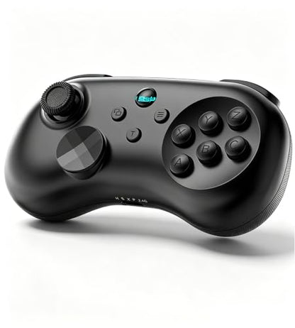 Wireless Fighting Controller for iOS/Android/Switch/PS4/PS3/PC, 6-Button Layout Bluetooth Controllers Retro Gamepad with Hall Joystick/Hall Trigger/Turbo/Programming Key for SEGA’s Classic Games,Black. - color: Black
