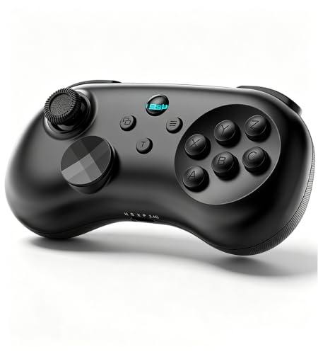 Wireless Fighting Controller for iOS/Android/Switch/PS4/PS3/PC, 6-Button Layout Bluetooth Controllers Retro Gamepad with Hall Joystick/Hall Trigger/Turbo/Programming Key for SEGA’s Classic Games,Black. - color: Black