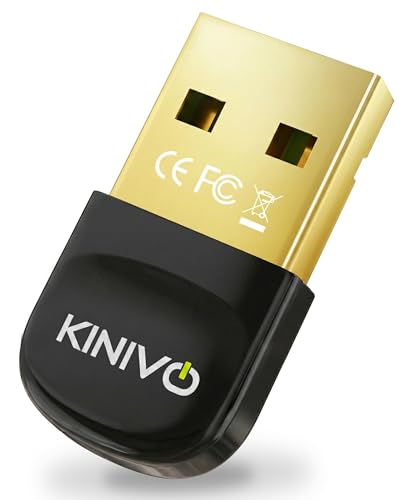 Kinivo USB Bluetooth Adapter for PC (BT6.0, Plug & Play Wireless Dongle Receiver for Ubuntu, Windows 11/10/8.1/8) – Works with Laptop, Headsets, Speakers, Mouse, Keyboard, Printer, Gaming Controllers - style: BTD600