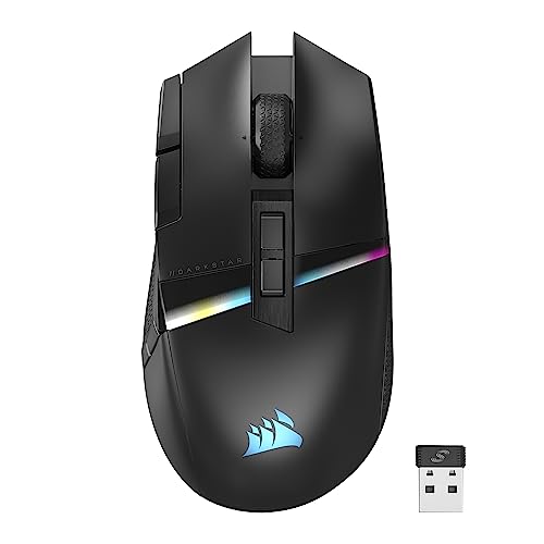 Corsair DARKSTAR RGB Wireless Gaming Mouse for MMO, MOBA - 26,000 DPI - 15 Programmable Buttons - Up to 80hrs Battery - iCUE Compatible - Black - style: DARKSTAR RGB