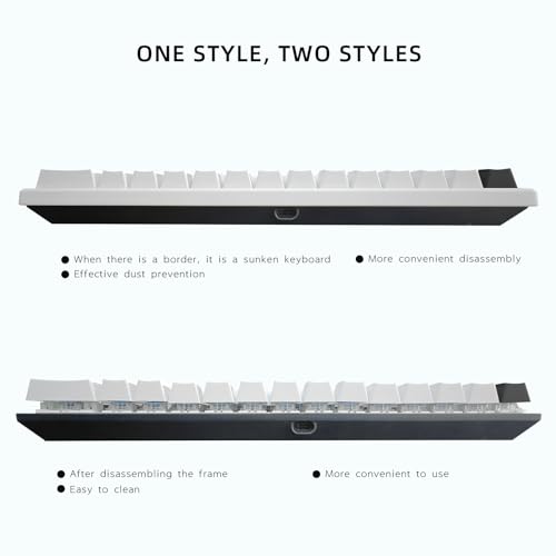 ONE-UP Portable 60% Mechanical Gaming Keyboard LED Backlit Compact 61 Keys Mini Wired Office Keyboard with Blue Switch PBT Keycaps for Windows Laptop PC Mac.（White/Black） - color: White