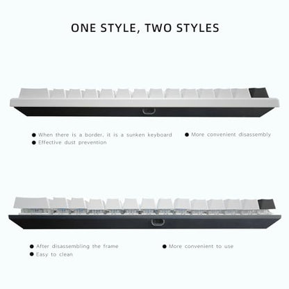 ONE-UP Portable 60% Mechanical Gaming Keyboard LED Backlit Compact 61 Keys Mini Wired Office Keyboard with Blue Switch PBT Keycaps for Windows Laptop PC Mac.（White/Black） - color: White