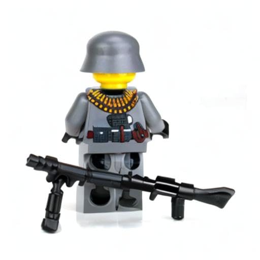 Battle Brick 1.6 Inches Tall Collectible German WW2 Soldier MG34 Custom Minifigure | Genuine Military Minifig | Printed in The USA | World WAR 2 | Great Gift for Teen to Adult AFOL