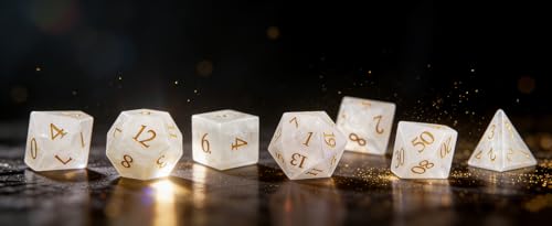 LUCKY-M Gemstone Dice DND Dice Dungeons and Dragons Dice Set RPG Dice Sets D&D Accessories Gift (C-White) - color: C-white