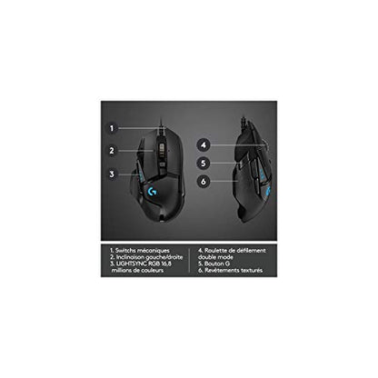 Logitech G502 Hero High Performance Wired Gaming Mouse, 25K Sensor, 25,600 DPI, RGB, Adjustable Weights, 11 Programmable Buttons, On-Board Memory, PC/Mac - Black