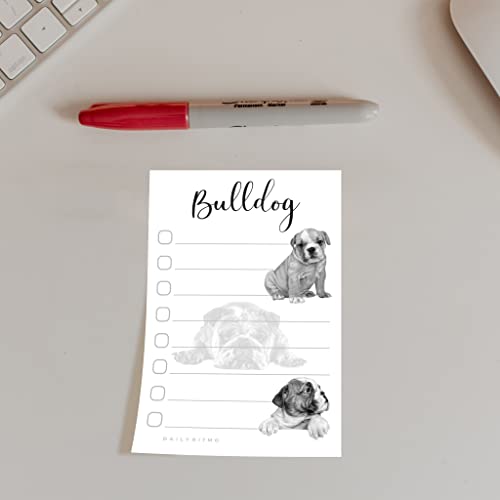 Bulldog Puppies Sticky to Do List Notepad - Bulldog Stationary School Supplies for Bulldog Mom | Bulldog Gifts for Bulldog Lovers | 4" x 6" 50 Pages - size: Bulldog