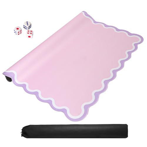 TIASUSAN Pink Mahjong Mat (31.5” x 31.5”) with Black Carrying Bag, Anti-Slip, Noise-Reducing Table Cover for Mahjong, Poker, Board Games, Dominoes, and Card Games - color: Pink