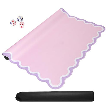 TIASUSAN Pink Mahjong Mat (31.5” x 31.5”) with Black Carrying Bag, Anti-Slip, Noise-Reducing Table Cover for Mahjong, Poker, Board Games, Dominoes, and Card Games - color: Pink