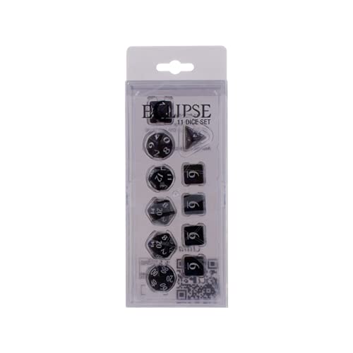 Ultra PRO - Eclipse 11 Dice Set (Jet Black) - Great Dice Set for All Kinds of Card Games and Board Games Such As, DND, MTG, and RPG - UP Your Game with Ultra PRO - color: Jet Black