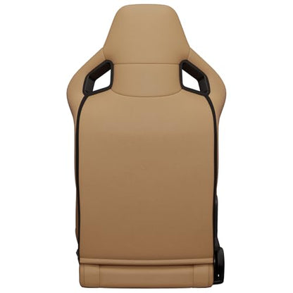 2 Pcs Adjustable Universal Racing Seats with Double Sliders, Reclinable Bucket Seats, 1 Pair of Sport Seats for Vehicles (Beige-A) - color: Beige-A