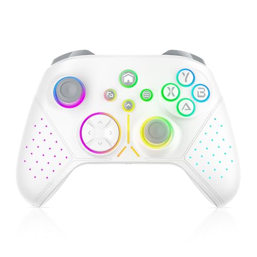 Xexvyrin Wireless Controller for X-box One, X-box Series X/S, PC, Switch, iOS, Android, LED Gaming Controller with TURBO, Macro Function, 6-Axis Gyro, 3.5mm Audio Jack, WiFi Connectivity (white) - color: White