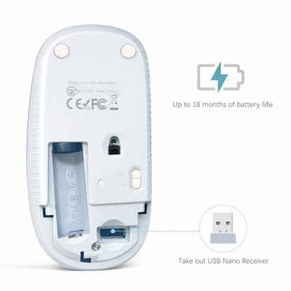 VssoPlor Wireless Mouse, 2.4G Slim Computer Laptop Mouse, Light Blue | Portable Mouse, Plug & Play USB Nano Receiver, Quiet Silent Optical Mice for Notebook, PC, Laptop, Computer, Windows, Mac - color: Light Blue