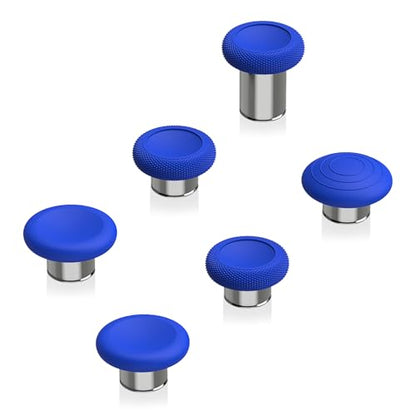 eXtremeRate 6 in 1 Metal Replacement Thumbsticks for Xbox Elite Series 2 Controller, Blue & Metallic Silver Swappable Magnetic Analog Stick Joystick Caps for Xbox Elite 2 Controller -Model 1797 - color: Blue & Metallic Silver
