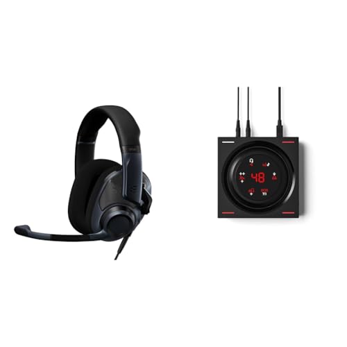 EPOS H6Pro - Open Acoustic Gaming Headset with Mic - Lightweight Headband - Comfortable & GSX 1000 2nd Edition Dac Amp Audio Amplifier/External USB Sound Card with 7.1 Surround Sound, Side Tone