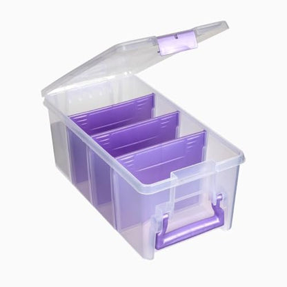 ArtBin Semi Satchel 휴대용 공예 정리함, 칸막이 3개 포함 - 미술 및 공예 용품을 위한 투명 플라스틱 보관 케이스 (4팩) - color: 퍼플., size: Pack of 4