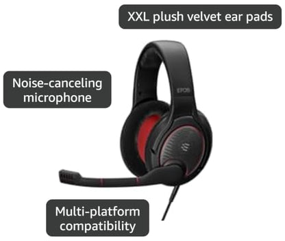 EPOS Game ONE Gaming Headset - Open Acoustic, Noise-Canceling Mic, Flip-to-Mute, XXL Plush Velvet Ear Pads, PC/Mac/Xbox/PS4/Switch/Smartphone Compatible - Black