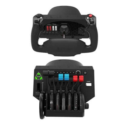 Honeycomb Alpha Yoke and Bravo Throttle Quadrant Bundle (2 Items) | 180 Degree Rotation, Steel Shaft and Dual Linear Bearings, Damped Self-Centering, Bravo: 6 Levers, Autopilot Panel