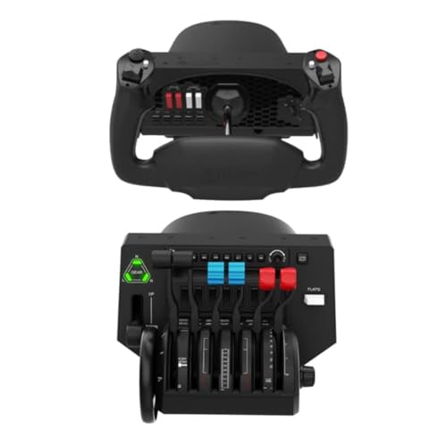 Honeycomb Alpha Yoke and Bravo Throttle Quadrant Bundle (2 Items) | 180 Degree Rotation, Steel Shaft and Dual Linear Bearings, Damped Self-Centering, Bravo: 6 Levers, Autopilot Panel
