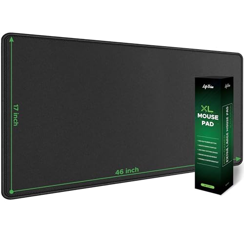 LifeTrim Huge 46”x17” 5mm Gaming Mouse Pad Large Mouse Pad for Desk Gaming Giant Black XXL Thick Long Extra Large Extended Big Gamer Desk Mat - size: 46" x 17"