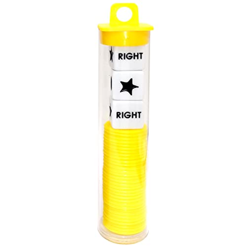 Ahoper Left Right Center Dice Game Prime Set Bundle with 3 Dices + 36 Chips. Round Tube Storage is Very Convenient for Travel. Easy to Store, Carry Around. (Yellow) - color: Yellow