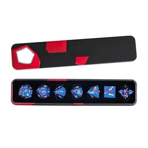 UDIXI Metal Dice Set D&D, 7PCS Flower Metal DND Dice Set Blue for RPG | Red Flower, Metal Case Packaging, Heavy Metal Dice, D&D Gift, for Dungeons and Dragons Role Playing Games Tabletop Games - color: Blue-white