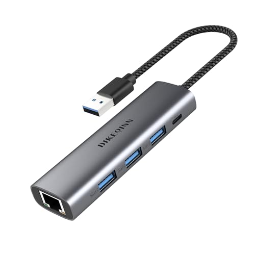 5-in-1 USB C or USB A Hub with Gigabit Ethernet, Aluminum Type-C to RJ45 Adapter, 3 USB 3.0 Ports & 5V Power Port, for MacBook Pro/Air, Dell XPS, Surface, PC