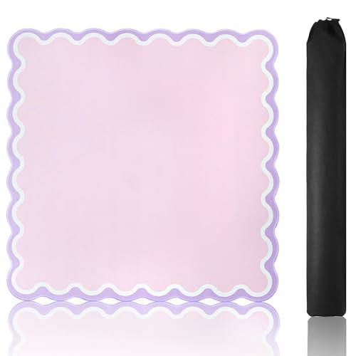 TIASUSAN Pink Mahjong Mat (31.5” x 31.5”) with Black Carrying Bag, Anti-Slip, Noise-Reducing Table Cover for Mahjong, Poker, Board Games, Dominoes, and Card Games - color: Pink