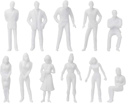 DS. DISTINCTIVE STYLE 100Pcs 1:50 Scale Figures Unpainted Assorted Poses Miniature 1/4 Scale Model People for Architectural Layout Project O Scale Model Trains Railroads Home Bonsai Decor