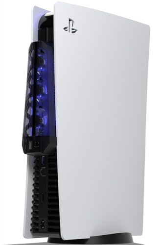 PS5 Cooling Fan (Not for Slim/Pro) High-Efficiency Cooler with USB3.0 | Cooling Fan for PS5, PS5 Accessories with Quiet Cooler Fan, Air Balance Blade, Blue Led Light - style: Space Black