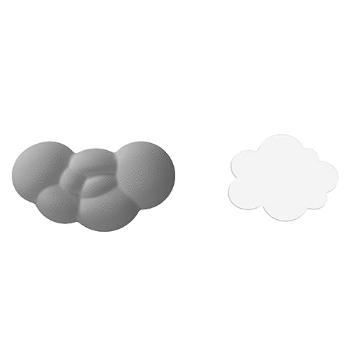 Ergonomic Cloud Mouse Wrist Rest with Coaster, Soft Memory Foam Wrist Support Pad Cushion for Mouse Computer Laptop Office PC Gaming Home, Non-Slip Base, Massage Holes Design, Wrist Pain Relief - color: 2 in 1 Set-grey